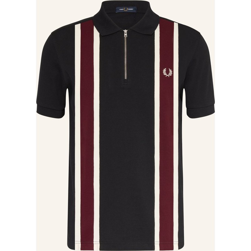 Fred Perry Piqué-Poloshirt schwarz