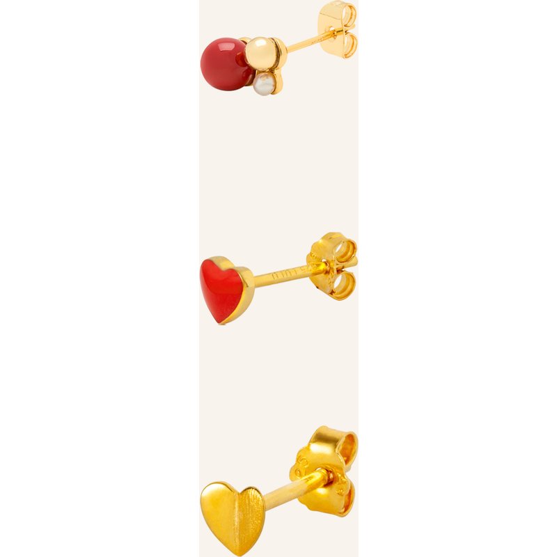 Lulu Copenhagen 3er-Set Ohrstecker Heart gold