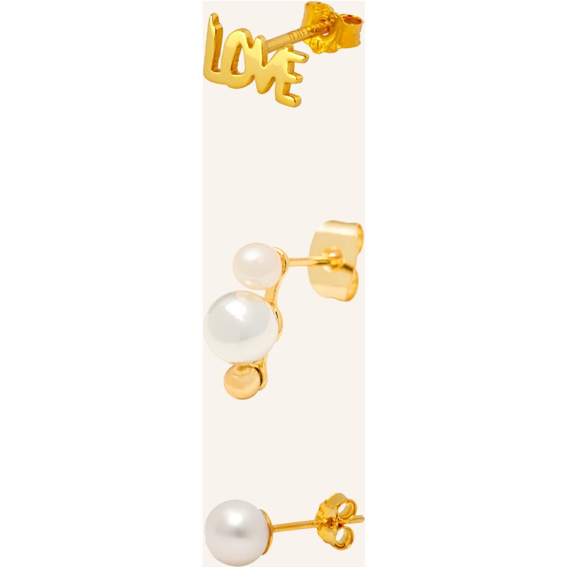 Lulu Copenhagen 3er-Set Ohrstecker Love gold