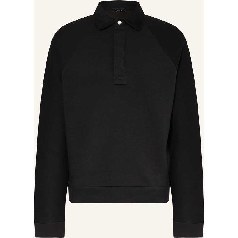 Reiss Sweat-Poloshirt Costello schwarz