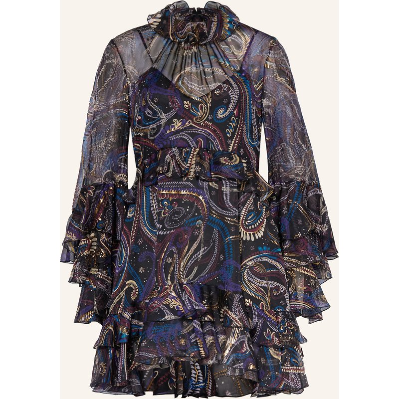 Etro Cocktailkleid Aus Seide Mit Volants schwarz