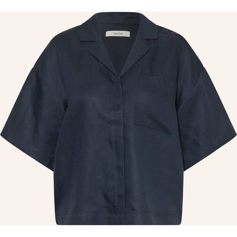 Selected Bluse Mit Leinen blau