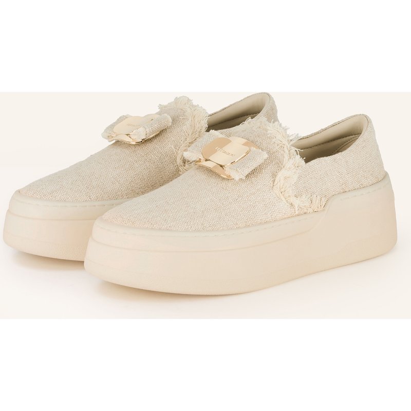 Ferragamo Plateau-Slipper beige