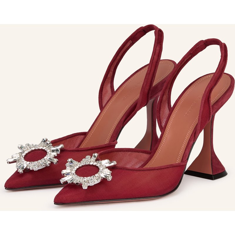 Amina Muaddi Slingpumps Begum Mesh Sling 95 Mit Schmucksteinen rot