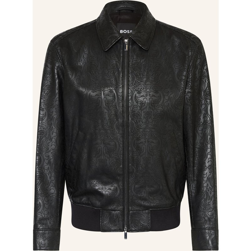 Boss Lederblouson Yuze schwarz