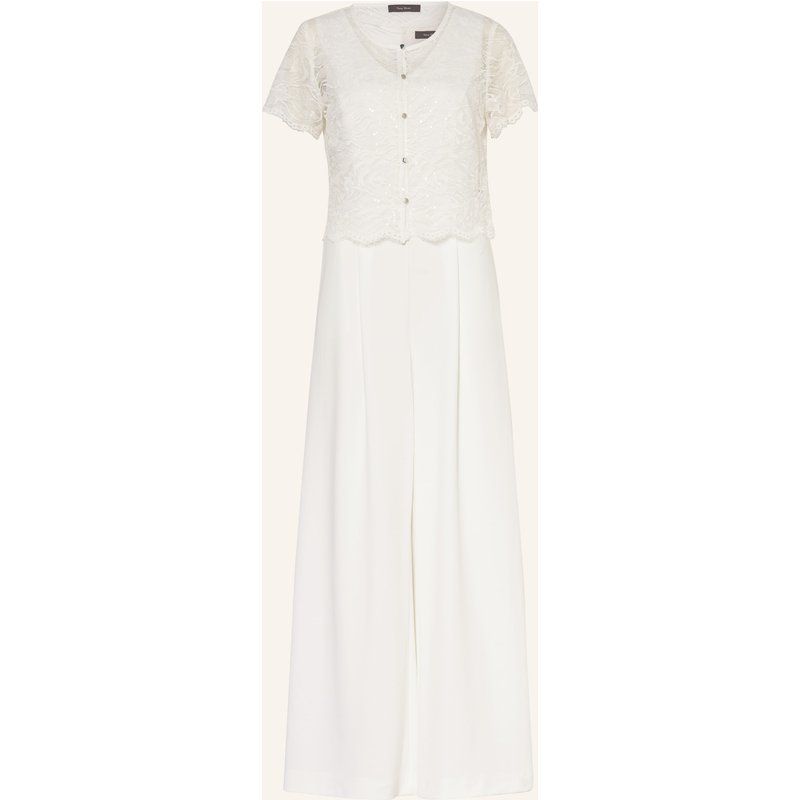 Vera Mont Set: Jumpsuit Und Spitzenjacke Mit Pailletten weiss