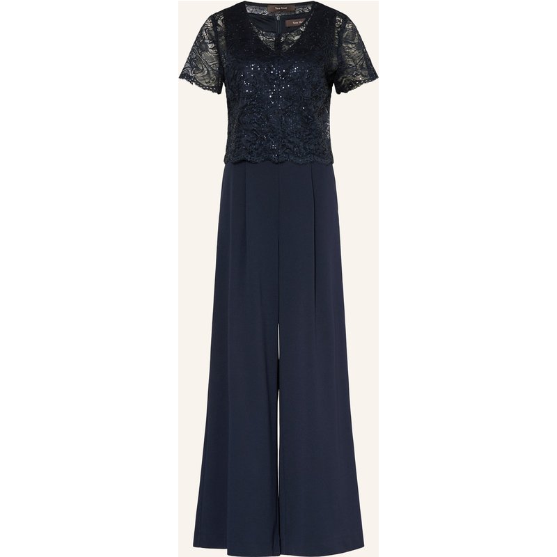 Vera Mont Set: Jumpsuit Und Spitzenjacke Mit Pailletten blau