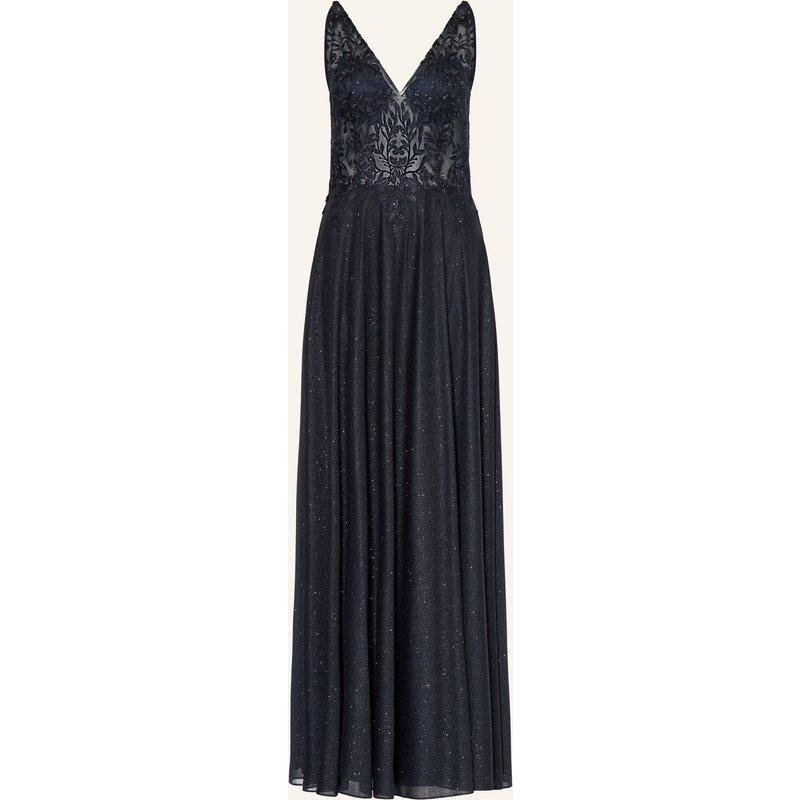 Vm Vera Mont Abendkleid Mit Glitzergarn Und Spitze blau