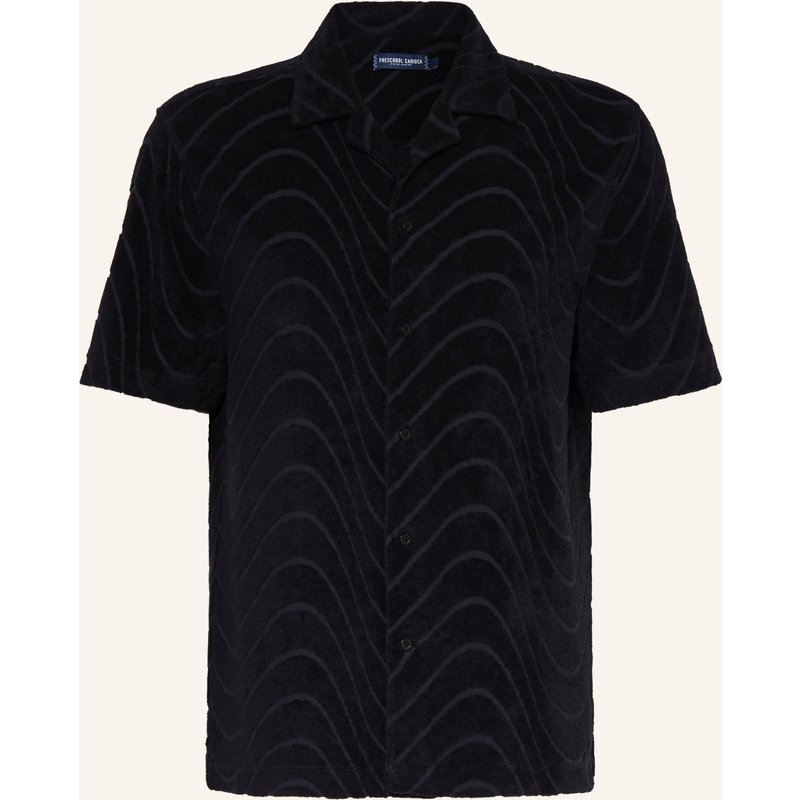 Frescobol Carioca Resorthemd Roberto Comfort Fit Aus Frottee schwarz