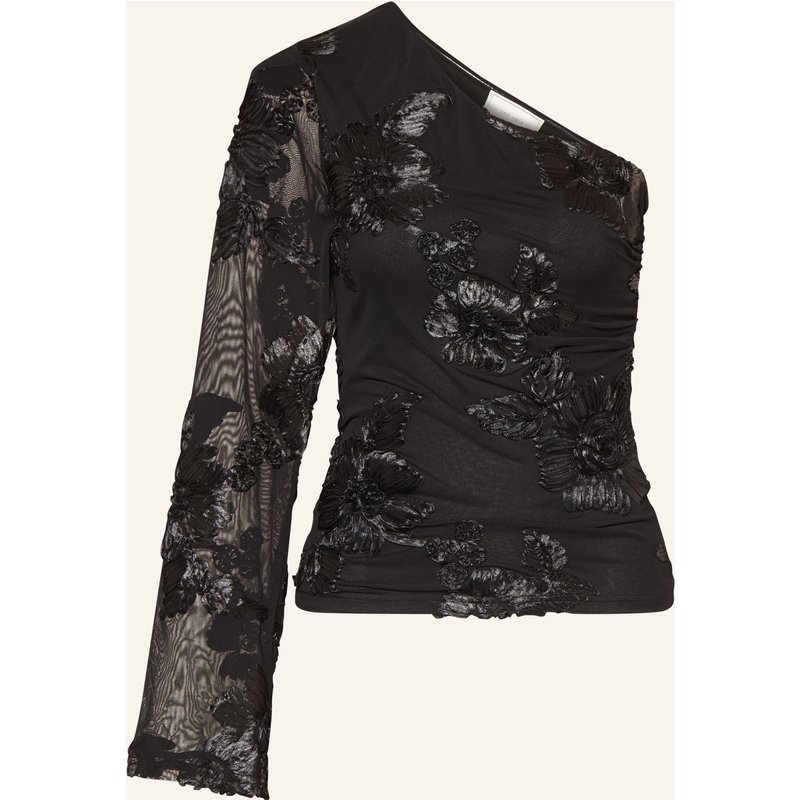 Neo Noir One-Shoulder-Bluse Friana Aus Mesh schwarz