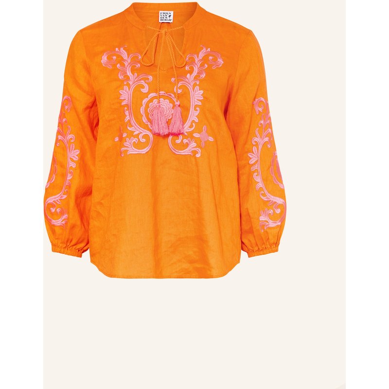 Emily Van Den Bergh Blusenshirt Aus Leinen Mit 3/4-Arm orange