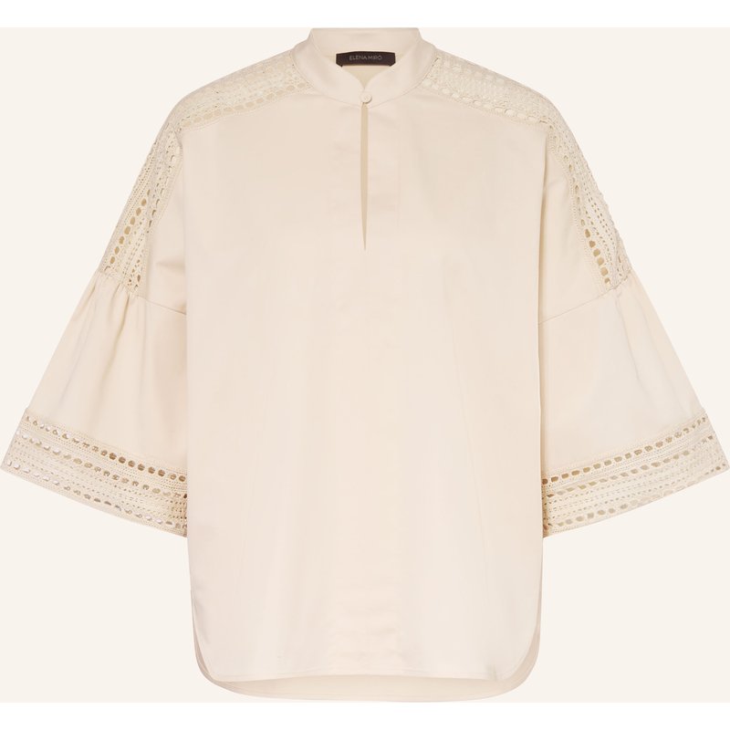 Elena Miro Blusenshirt Mit 3/4-Arm Und Lochspitze beige