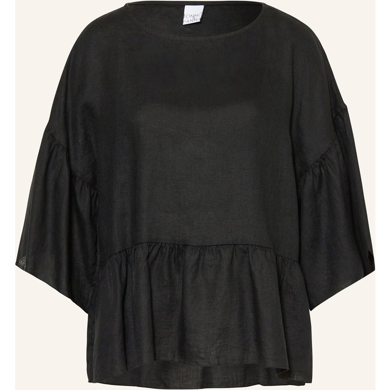 Tonno & Panna Blusenshirt Aus Leinen Mit 3/4-Arm schwarz