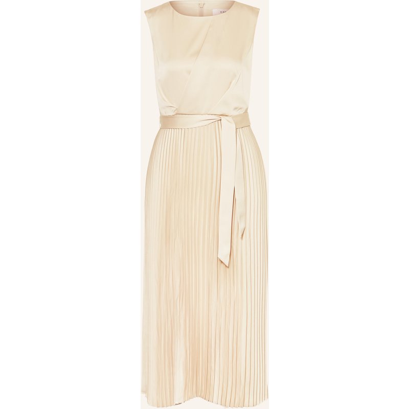 Comma Satinkleid Mit Plissees beige