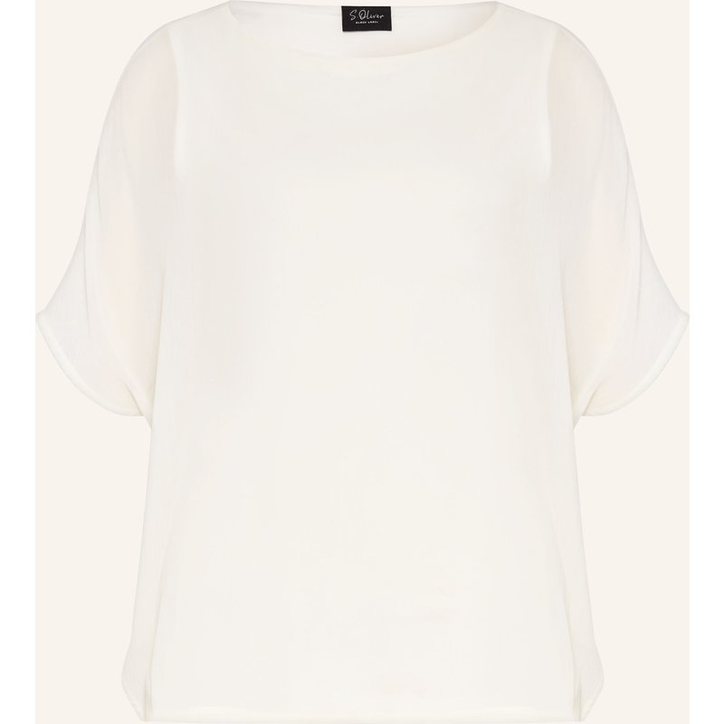 S.Oliver Black Label Blusenshirt Mit Plissees Und Glitzergarn weiss