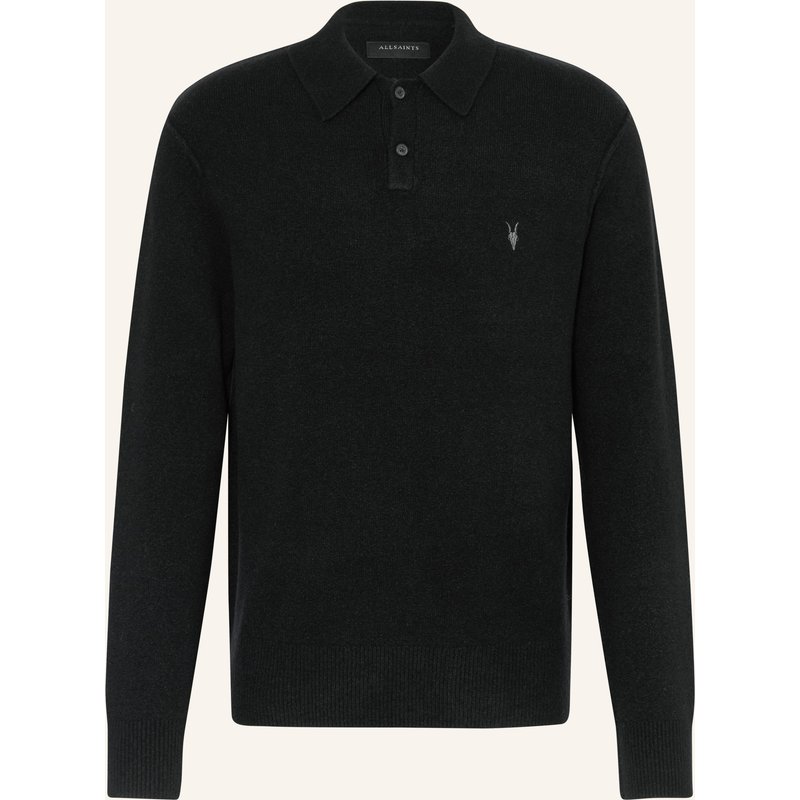 Allsaints Strick-Poloshirt Statten schwarz