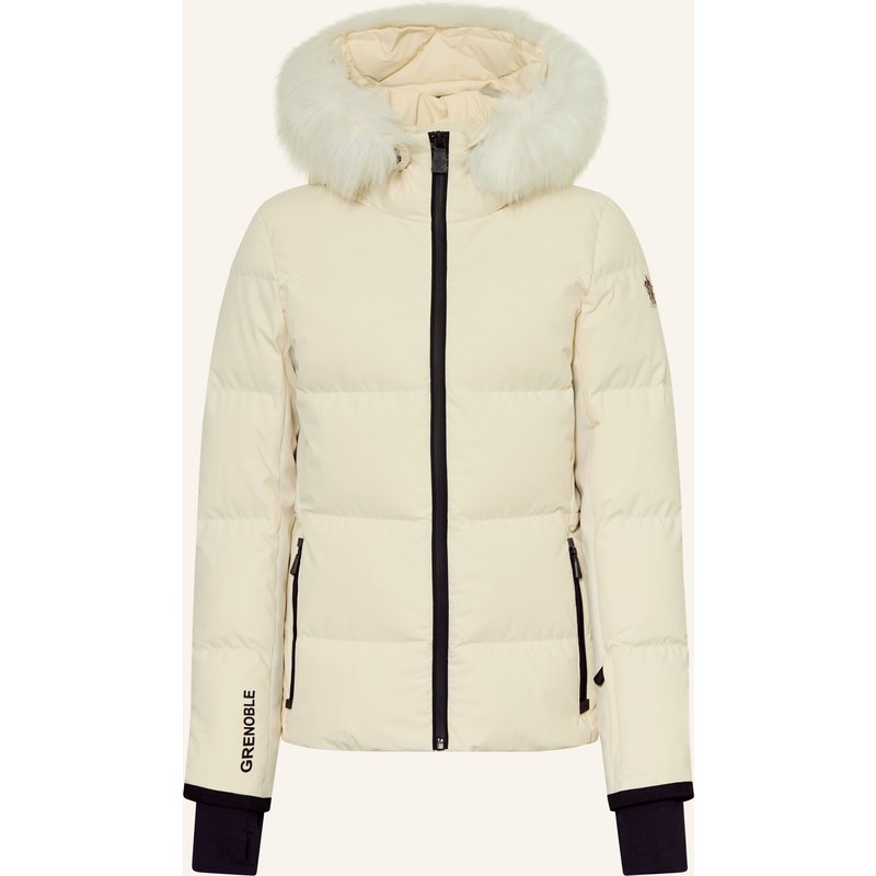 Moncler Enfant Daunen-Skijacke New Guyane Mit Kunstfell weiss