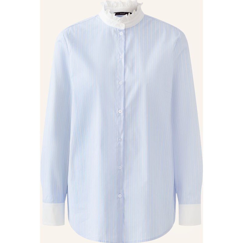 Oui Bluse Mit Rüschen blau