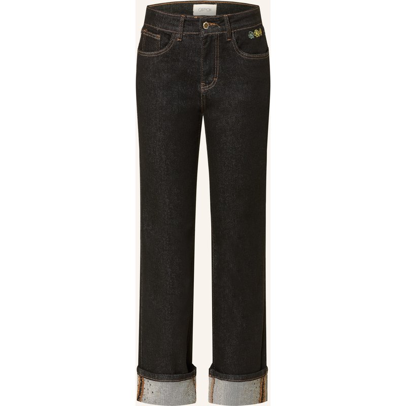 Cartoon Straight Jeans Mit Schmucksteinen blau