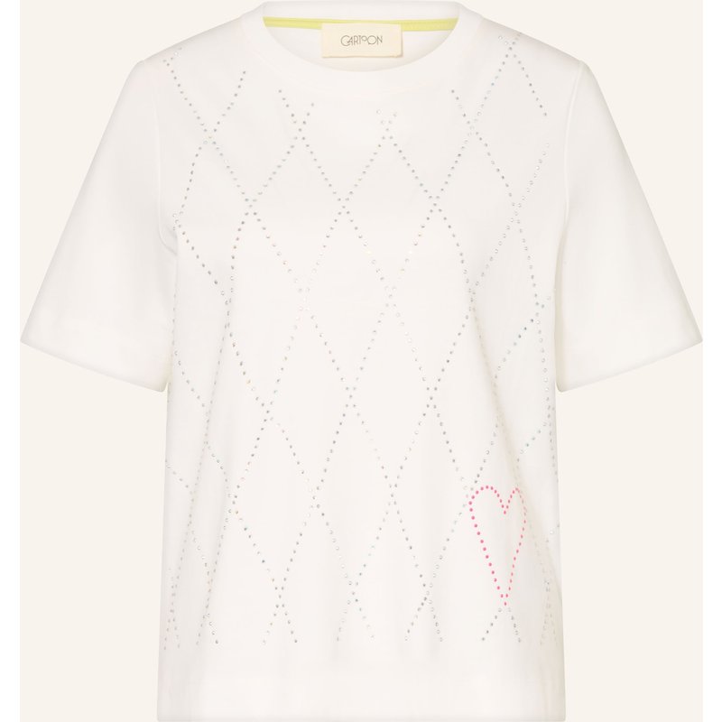 Cartoon T-Shirt Mit Schmucksteinen weiss