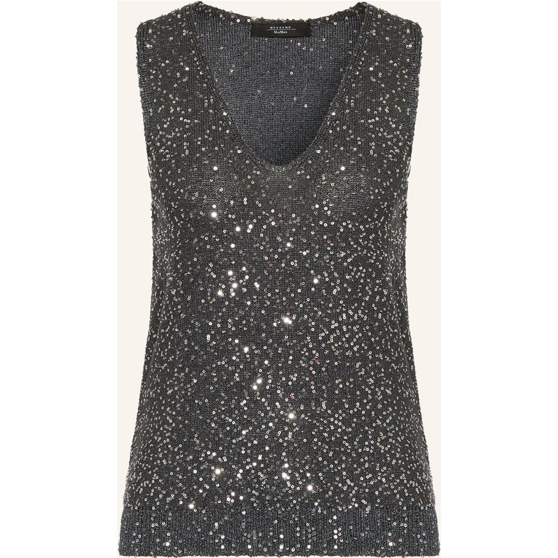 Weekend Max Mara Stricktop Tempo Mit Pailletten grau
