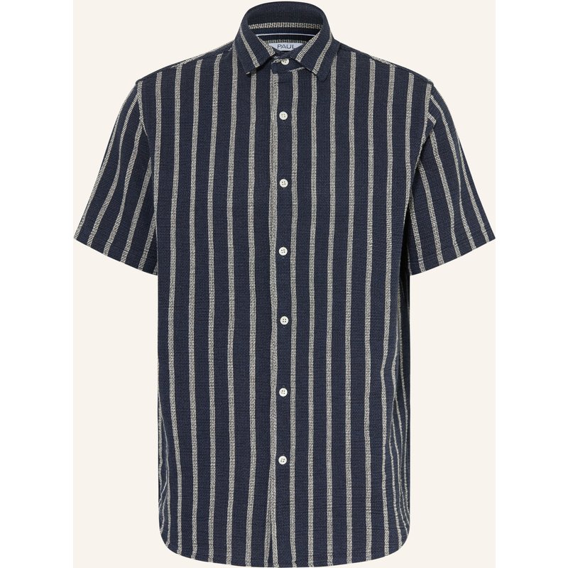 Paul Hemd Comfort Fit Mit Leinen blau