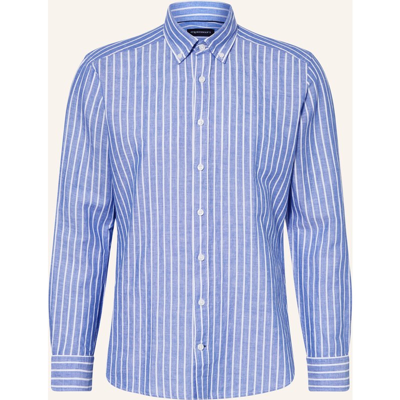 Strokesman's Hemd Regular Fit Mit Leinen blau
