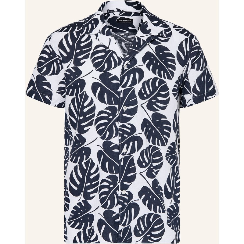 Strokesman's Resorthemd Comfort Fit Mit Leinen blau
