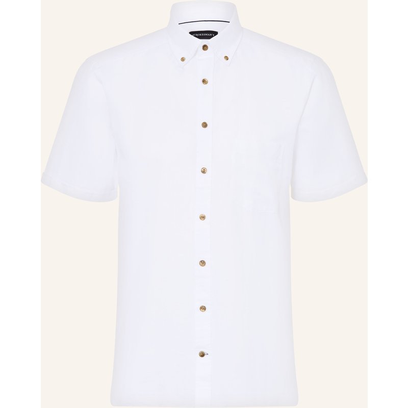 Strokesman's Kurzarm-Hemd Comfort Fit Mit Leinen weiss
