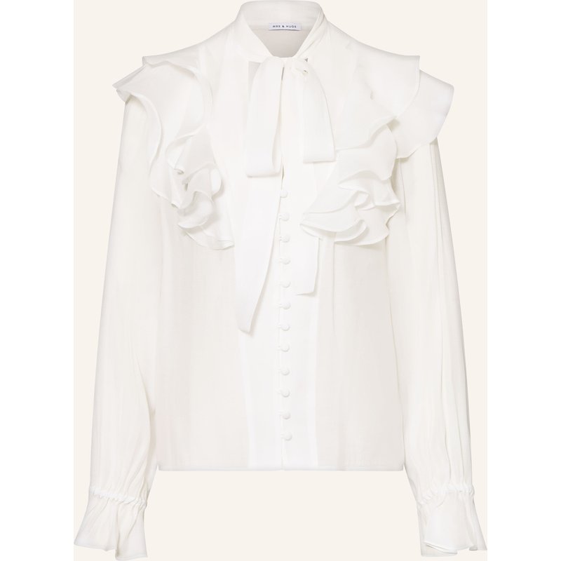 Mrs & Hugs Schluppenbluse Mit Volants weiss
