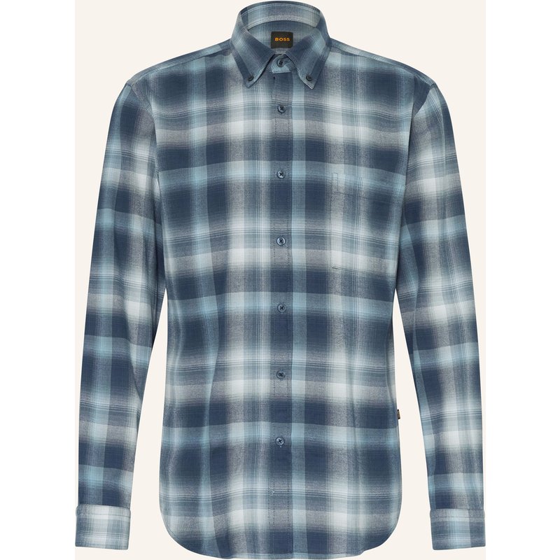 Boss Flanellhemd Rickert Regular Fit blau