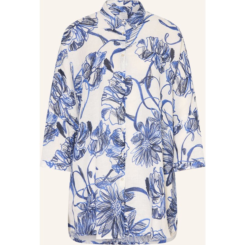 120%Lino Hemdbluse Aus Leinen Mit 3/4-Arm blau