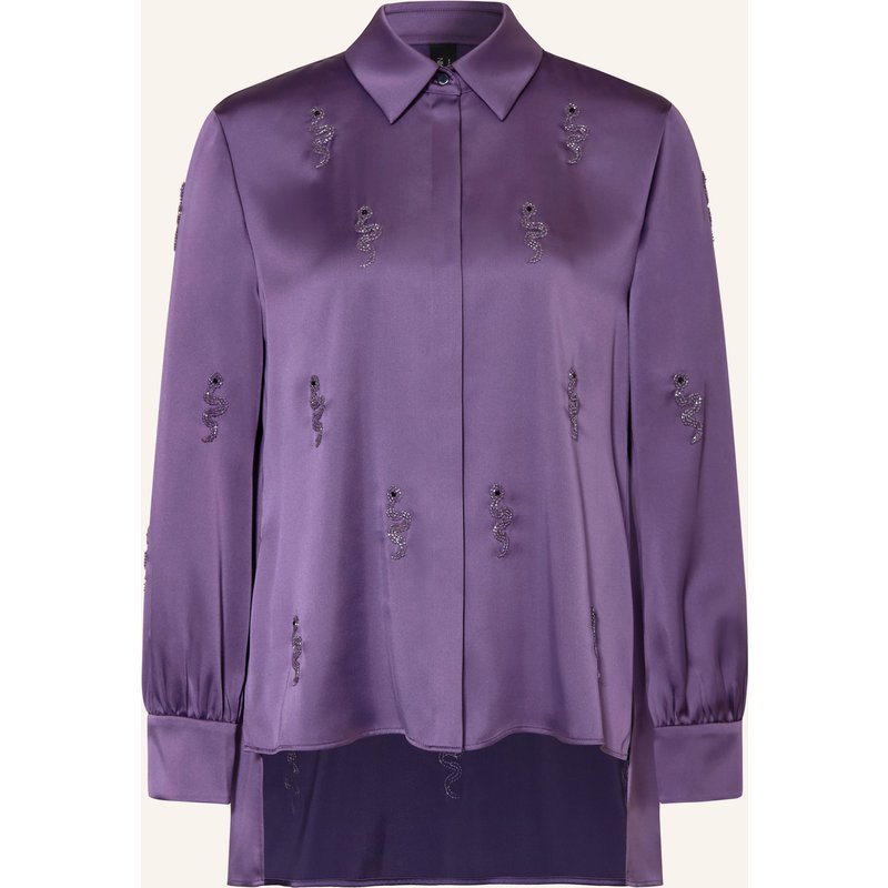 Marc Cain Hemdbluse Aus Satin Mit Schmucksteinen lila