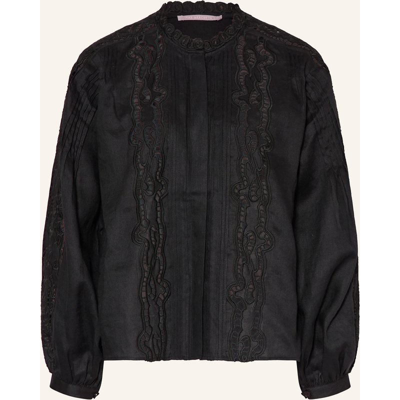 (The Mercer) N.Y. Leinenbluse Mit Lochspitze schwarz