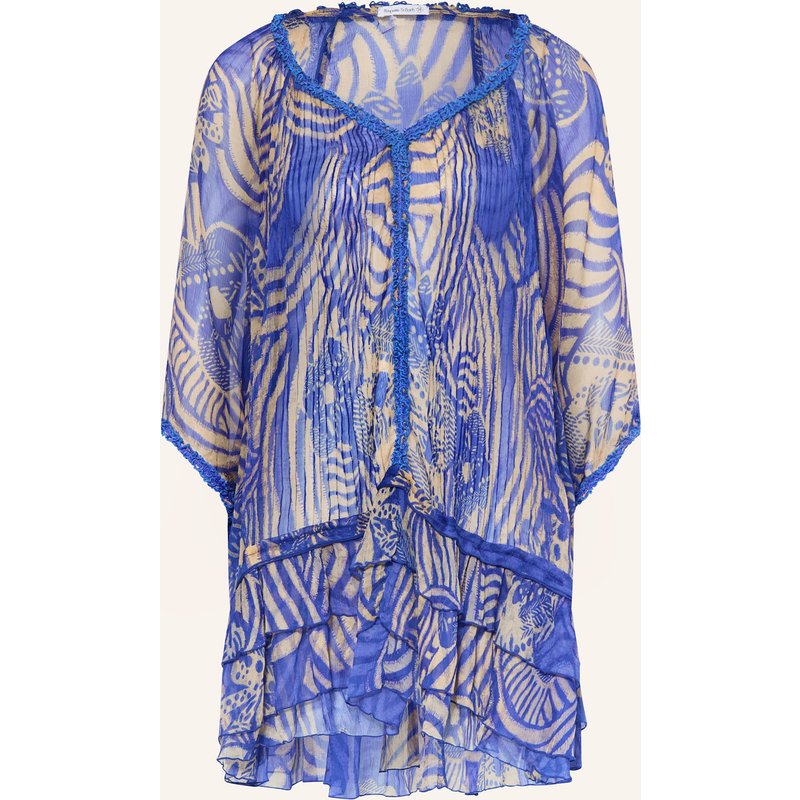 Poupette St Barth Strandkleid Nava Aus Seide Mit 3/4-Arm blau