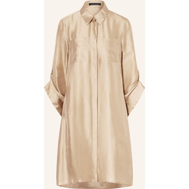 Luisa Cerano Hemdblusenkleid Aus Satin beige