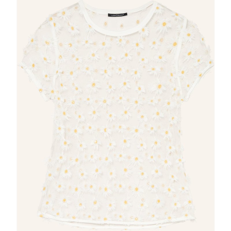 Luisa Cerano T-Shirt Aus Mesh Mit Pailletten weiss