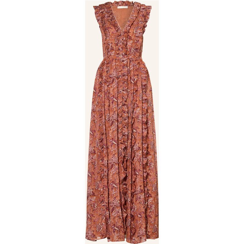 Ulla Johnson Kleid Aida Mit Schmucksteinen Und Rüschen braun