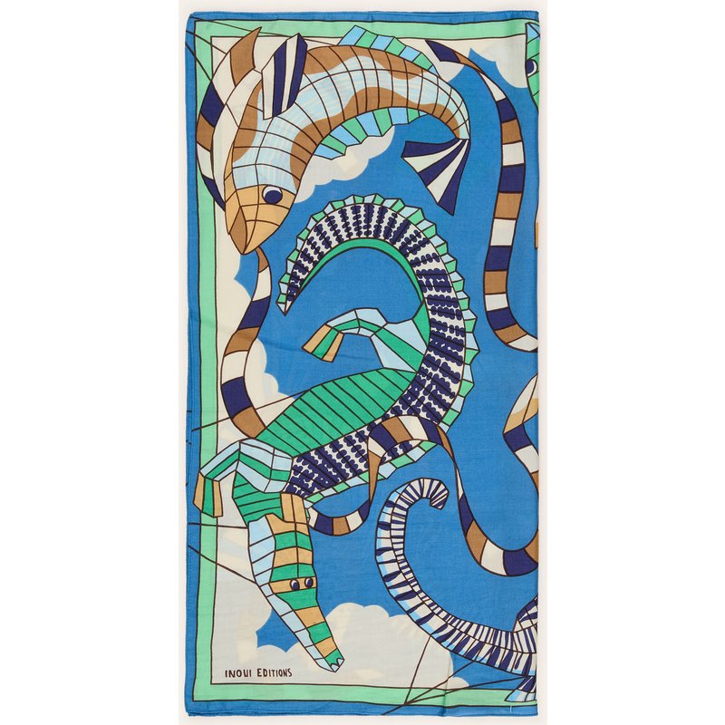Inoui Editions Tuch Cerfs Volants Mit Seide gruen