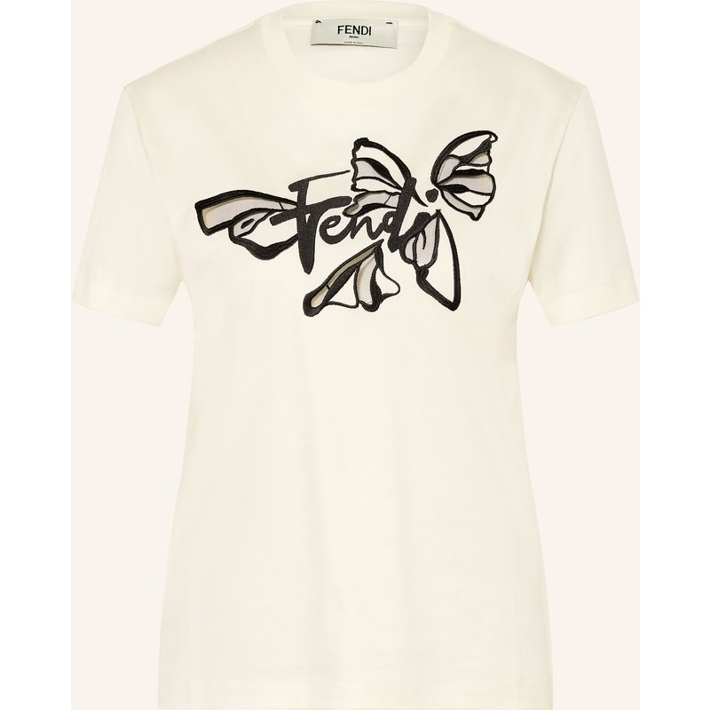 Fendi T-Shirt Mit Stickereien weiss