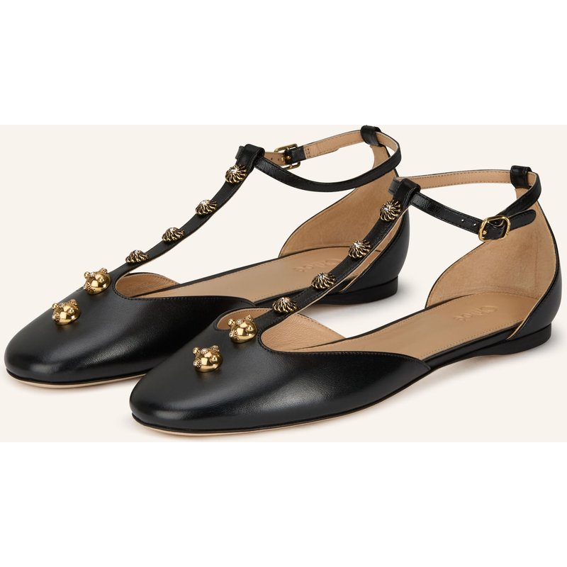 Chloé Mary-Jane-Ballerinas Celeste schwarz