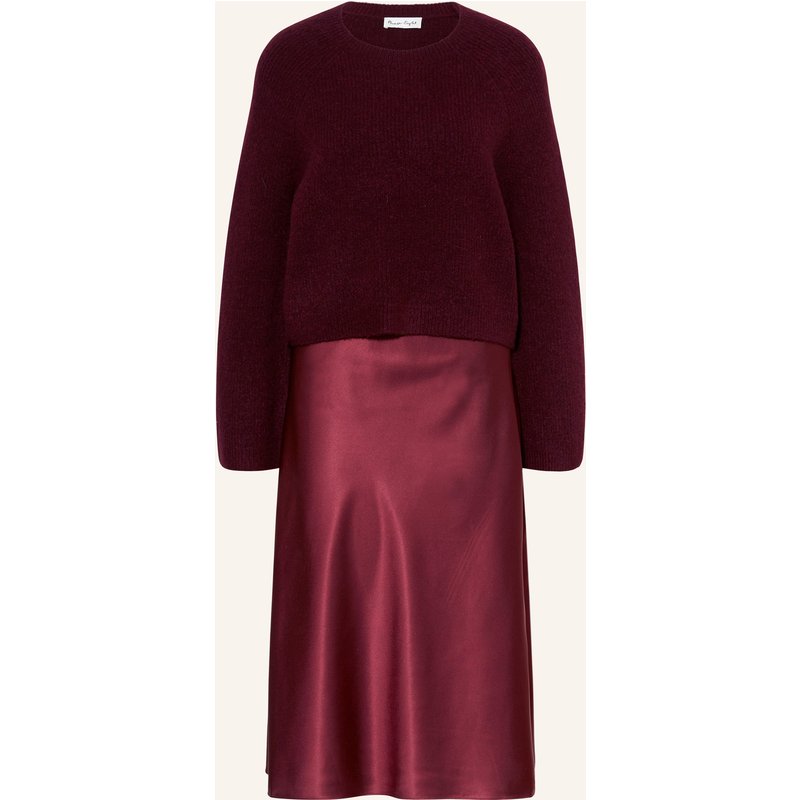Phase Eight Set Issy: Satinkleid Mit Pullover rot