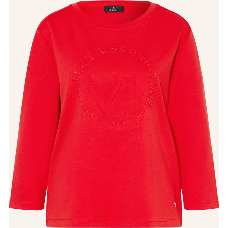 Monari Longsleeve Mit 3/4-Arm Und Schmucksteinen rot
