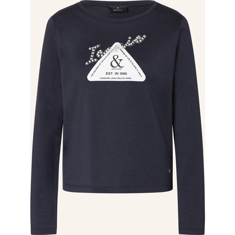 Monari Longsleeve Mit Schmucksteinen blau