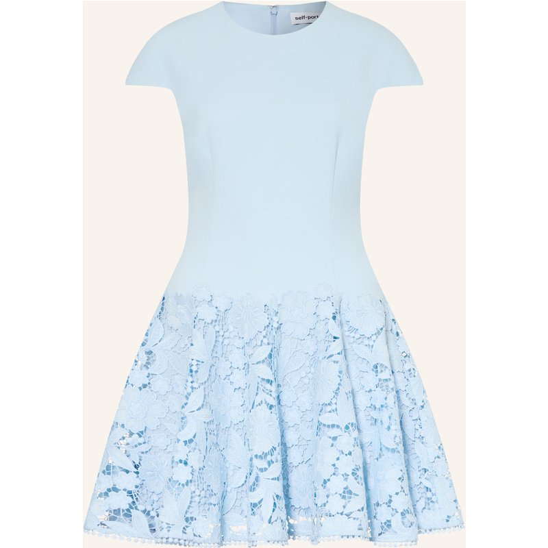 Self-Portrait Kleid Mit Spitze blau