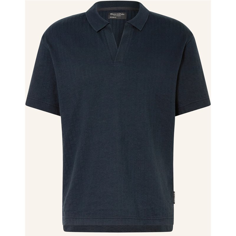 Marc O'polo Strick-Poloshirt Relaxed Fit blau