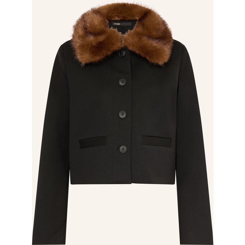 Maje Kastenjacke Mit Kunstfell schwarz