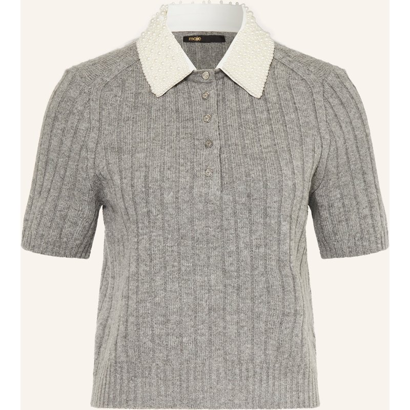 Maje Strickshirt Mit Schmuckperlen grau