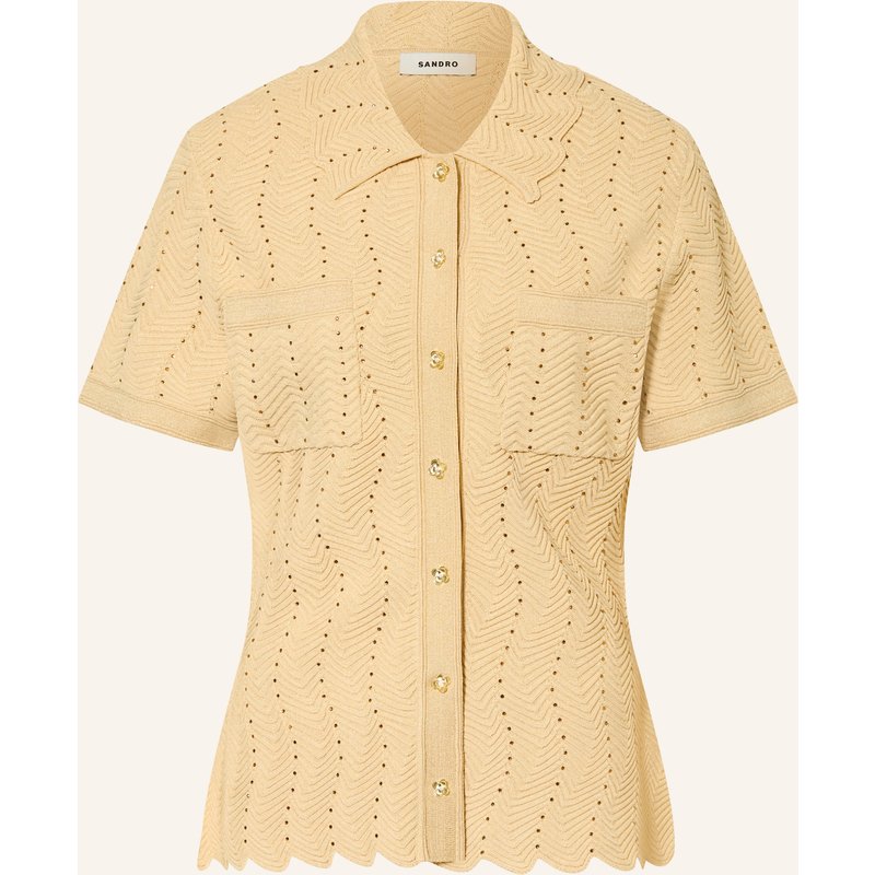 Sandro Strickbluse Mit Glitzergarn Und Schmucksteinen gold