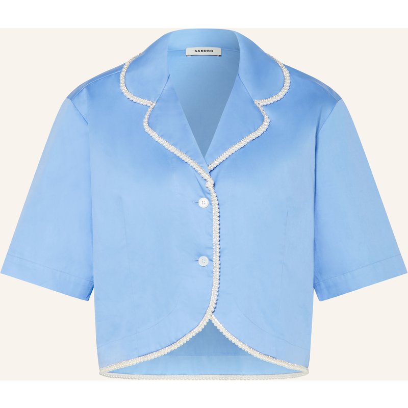 Sandro Bluse Mit Schmucksteinen Und Schmuckperlen blau